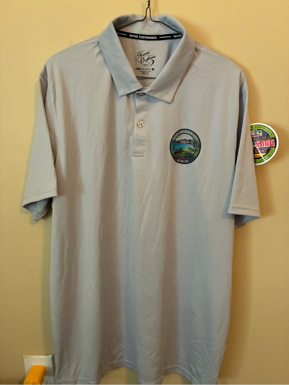 Light gray Men’s Polo with Embroidered Crest UV PROTECTION